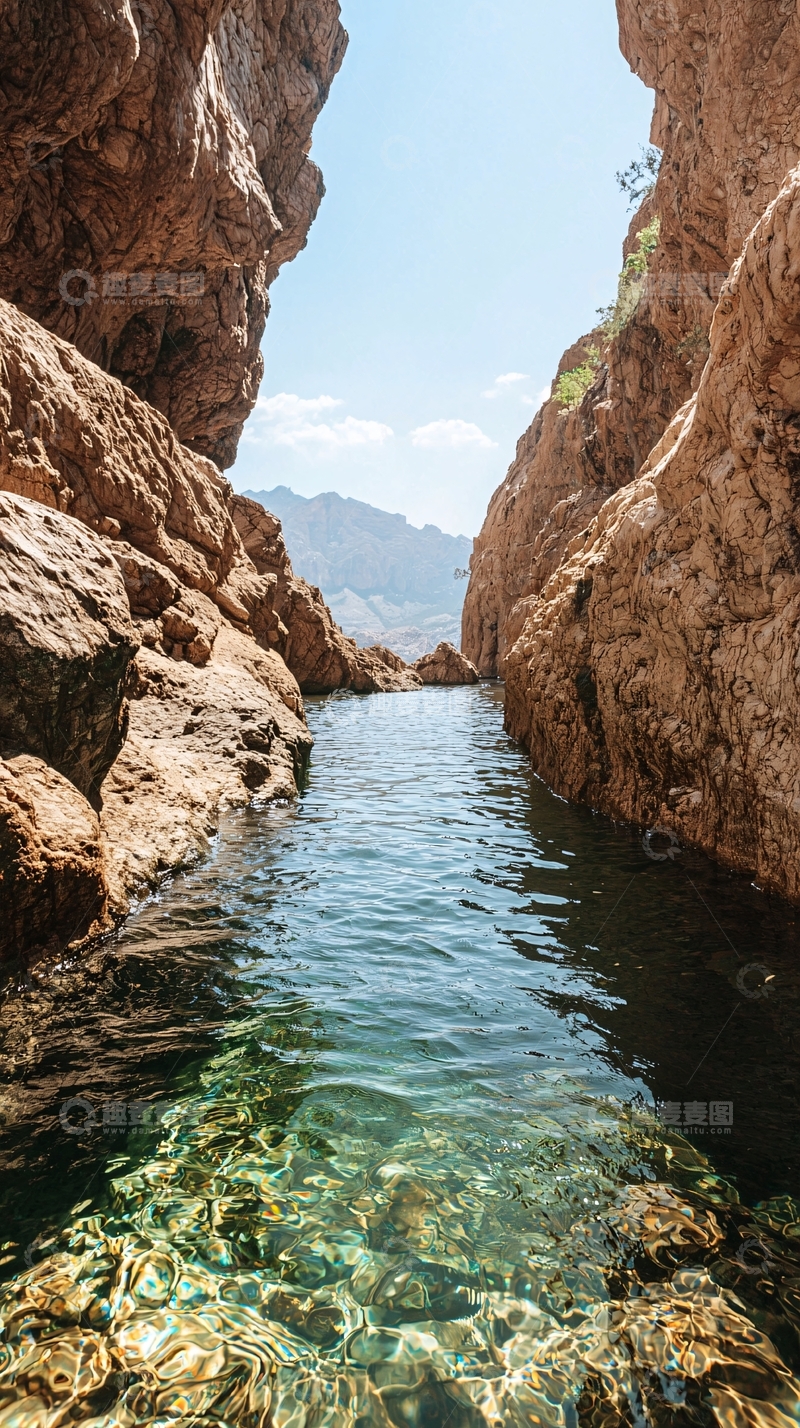 高清大图下载【趣麦麦图】峡谷间清澈的河流