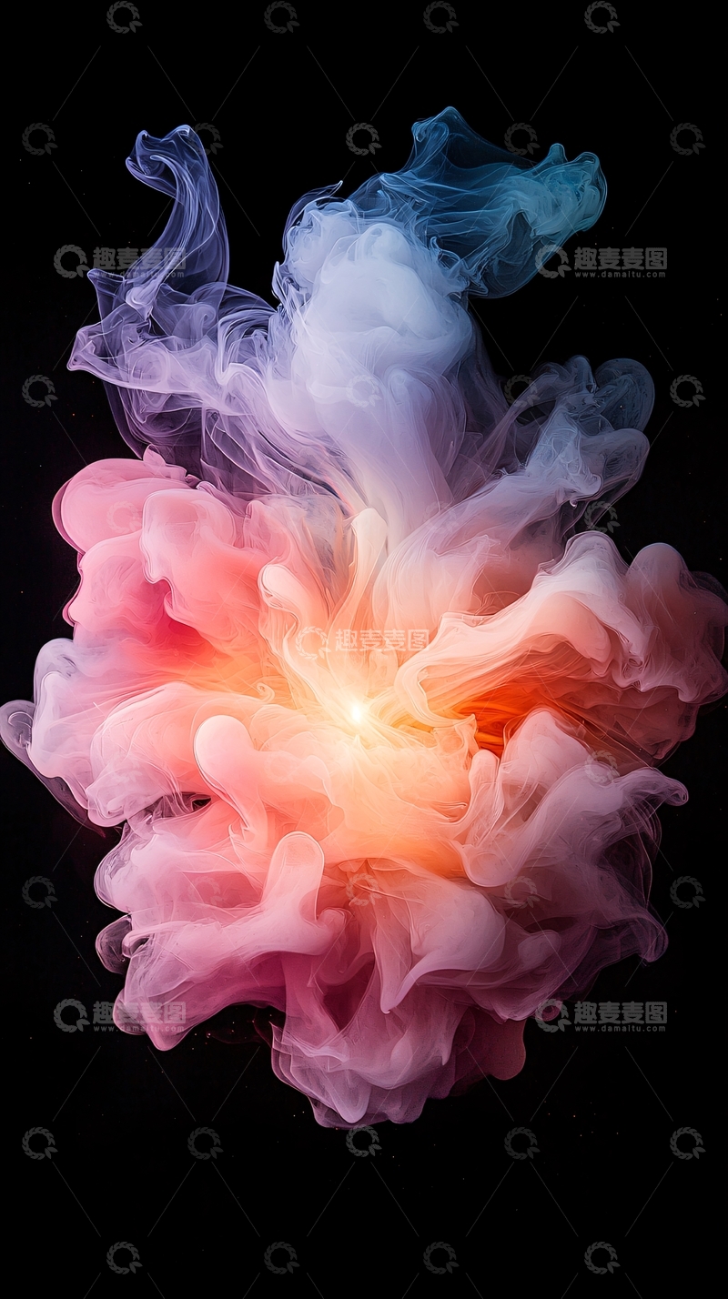 高清大图下载【趣麦麦图】彩色烟雾花朵绽放