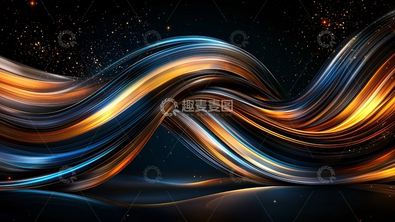 高清大图下载【趣麦麦图】金色蓝色光线交织