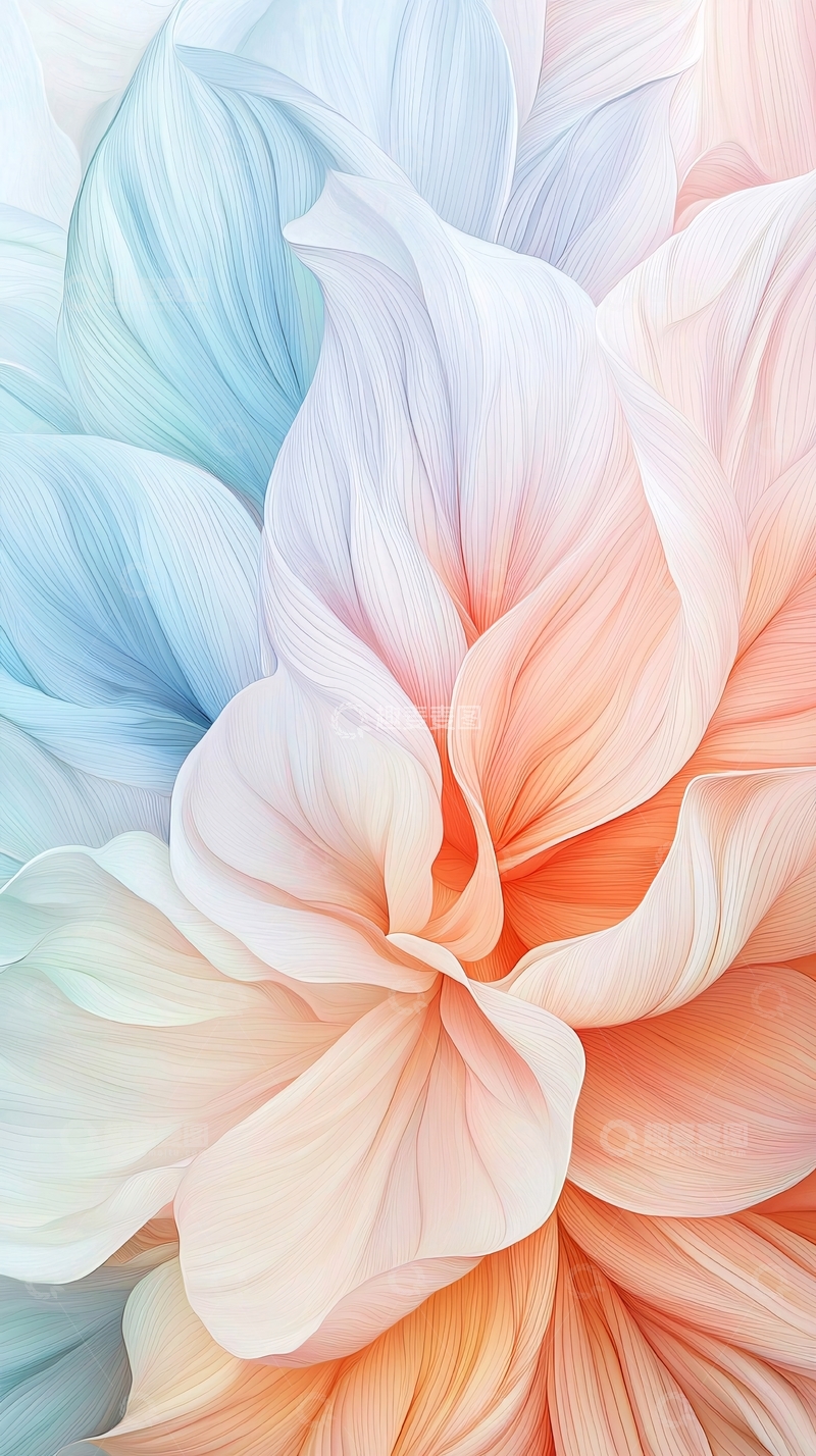 高清大图下载【趣麦麦图】淡蓝色和粉色的花瓣特写