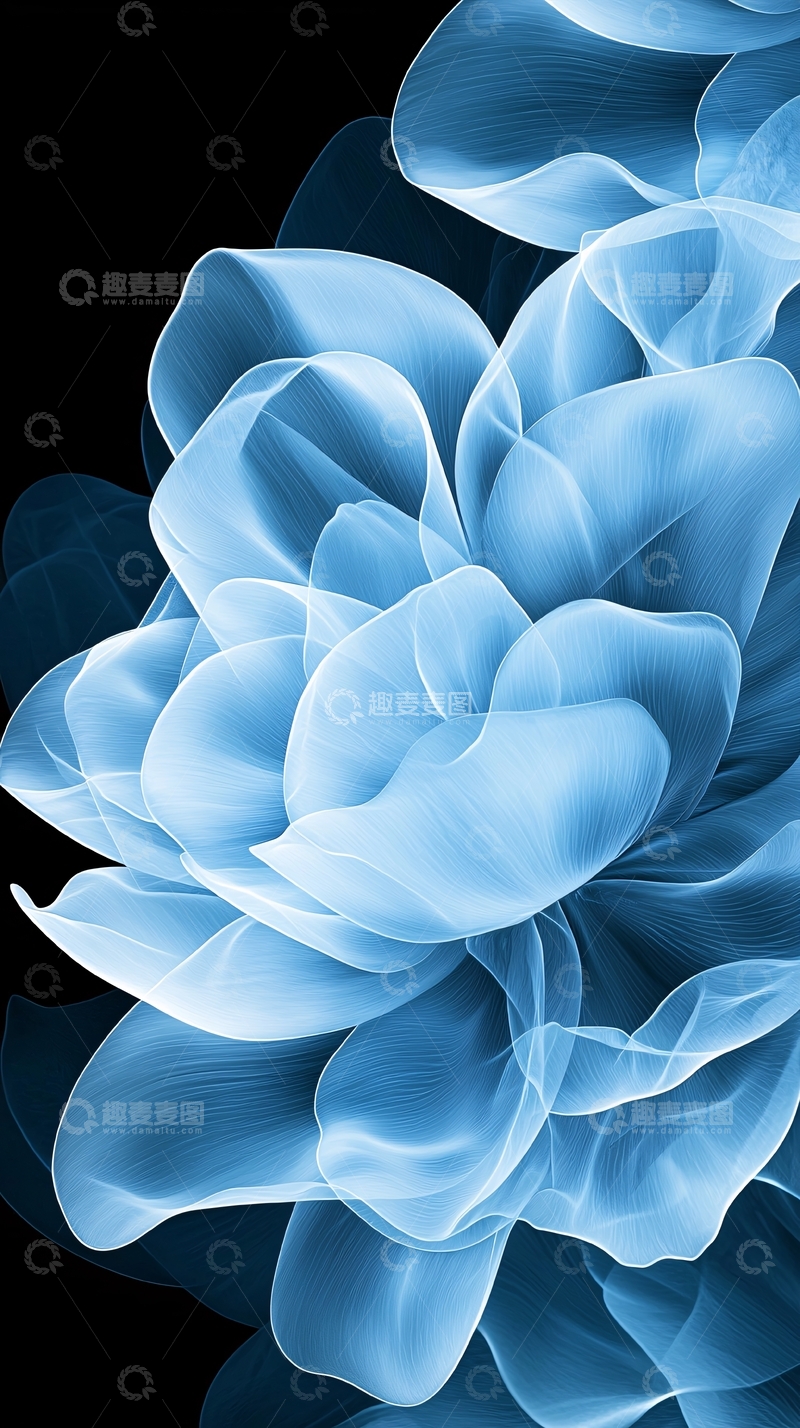 高清大图下载【趣麦麦图】蓝色花朵抽象艺术