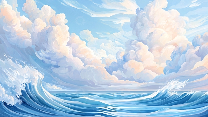 高清大图下载【趣麦麦图】平静海面上的云朵
