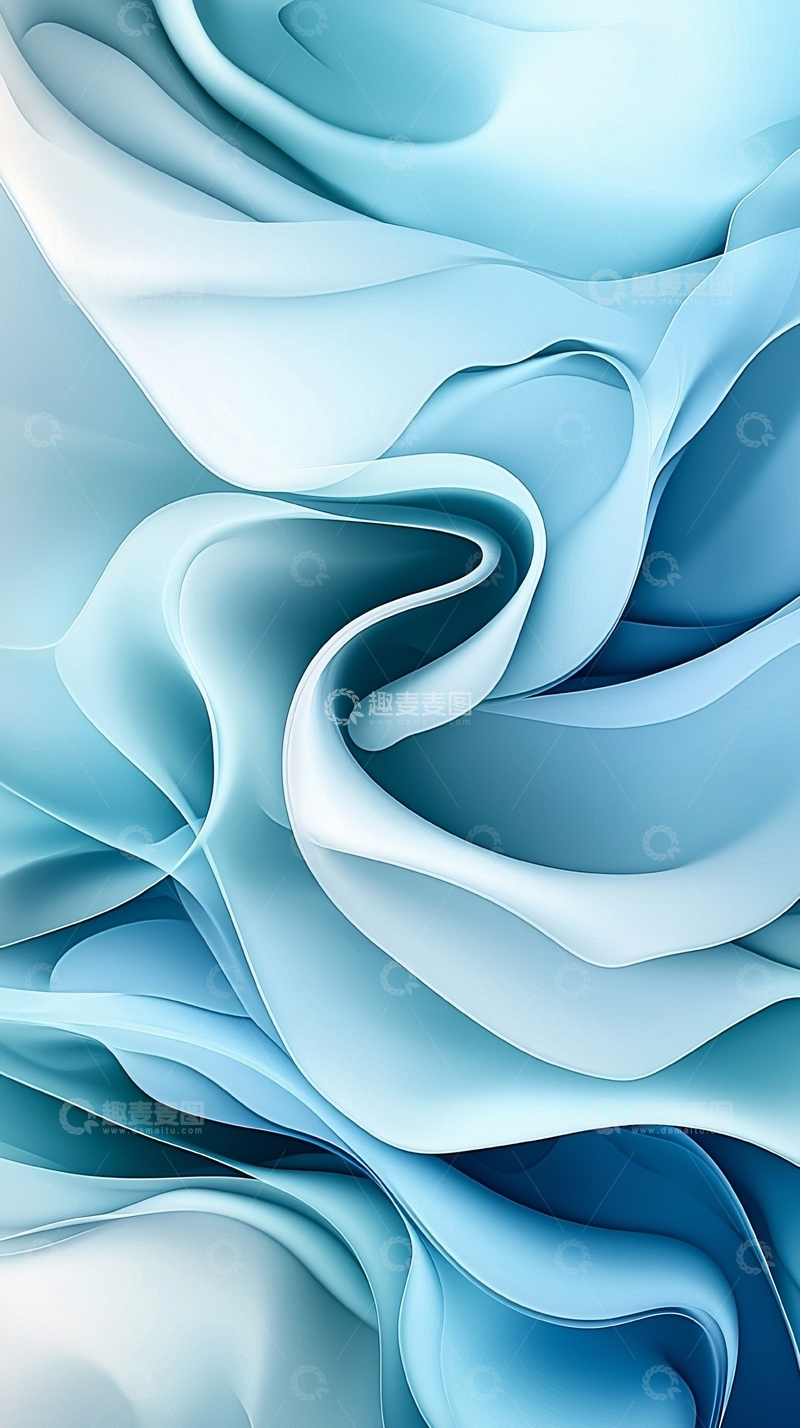 高清大图下载【趣麦麦图】蓝色丝绸般的流动曲线