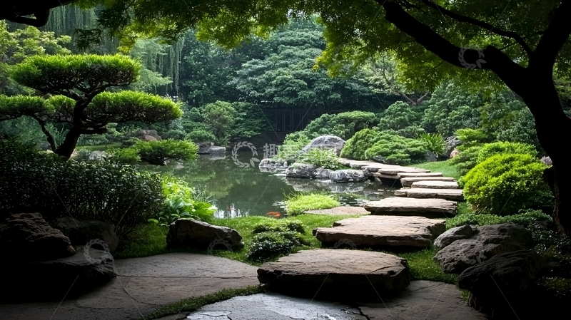 高清大图下载【趣麦麦图】日式庭院高清图片