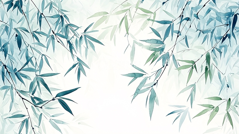 高清大图下载【趣麦麦图】水彩竹叶高清图片