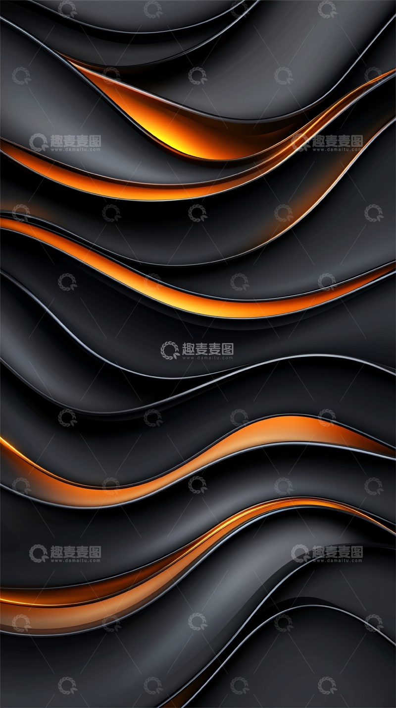 高清大图下载【趣麦麦图】黑色金色流动线条背景
