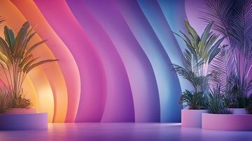 彩色曲线背景植物
