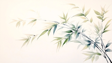 水墨竹枝淡雅写意