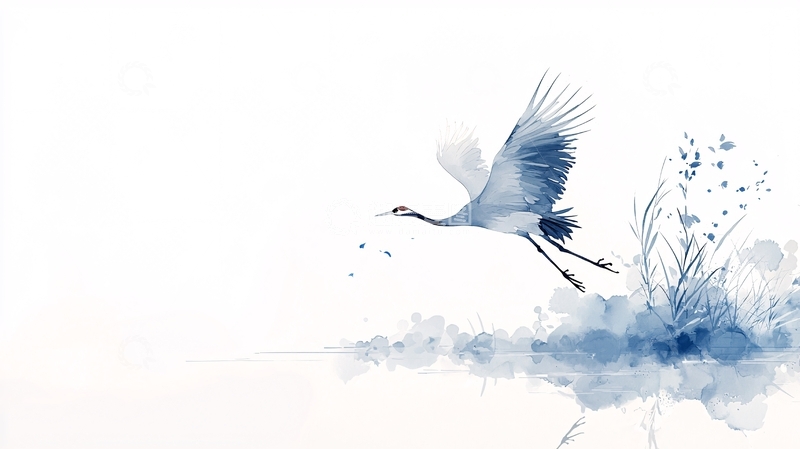 高清大图下载【趣麦麦图】水墨风仙鹤飞舞
