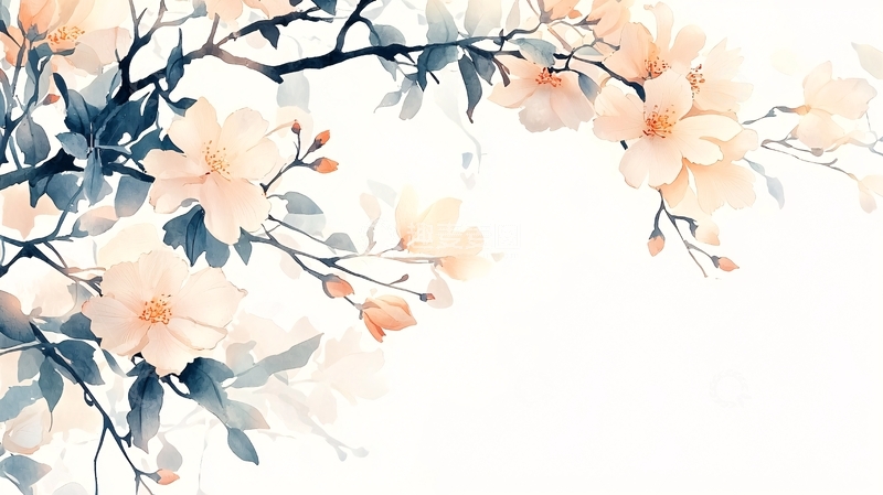 高清大图下载【趣麦麦图】淡雅水彩花卉