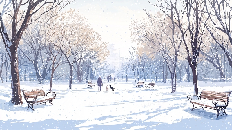 高清大图下载【趣麦麦图】雪后公园的静谧