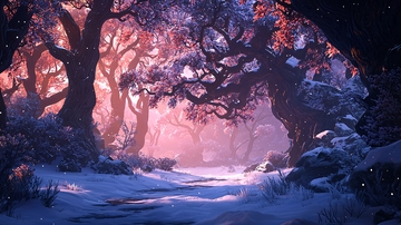 神秘梦幻的冬季森林