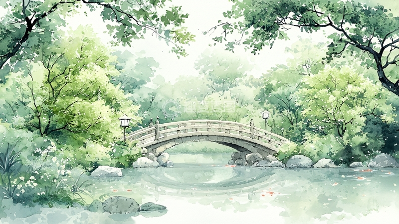 高清大图下载【趣麦麦图】清新淡雅的绿色风景画