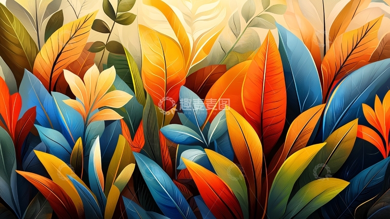 高清大图下载【趣麦麦图】抽象彩色植物群