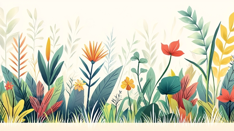 高清大图下载【趣麦麦图】植物花卉水彩插画背景
