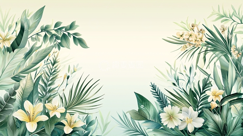 高清大图下载【趣麦麦图】热带植物花卉边框