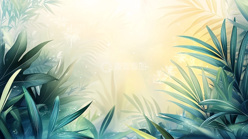 高清大图下载【趣麦麦图】热带植物框架背景