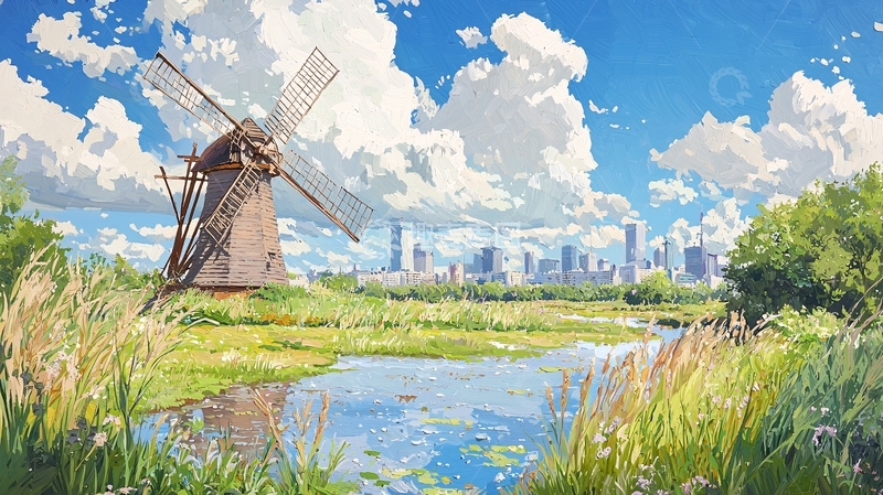 高清大图下载【趣麦麦图】田园风光城市背景