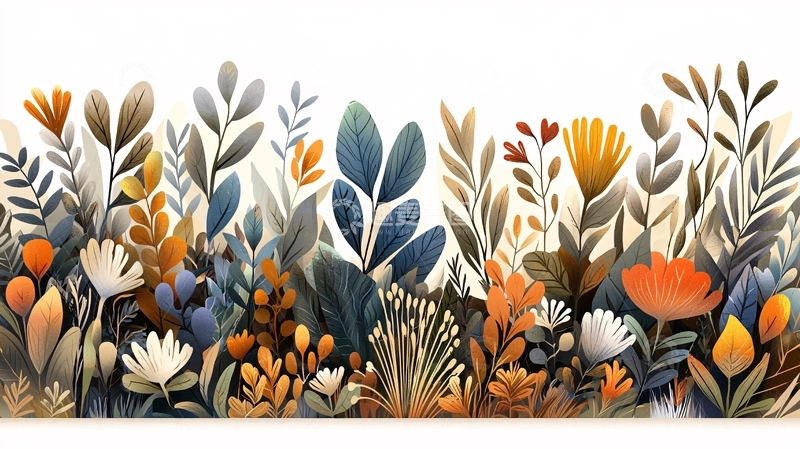 高清大图下载【趣麦麦图】花园植物水彩插画