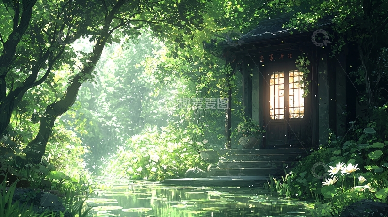高清大图下载【趣麦麦图】林中凉亭高清图片
