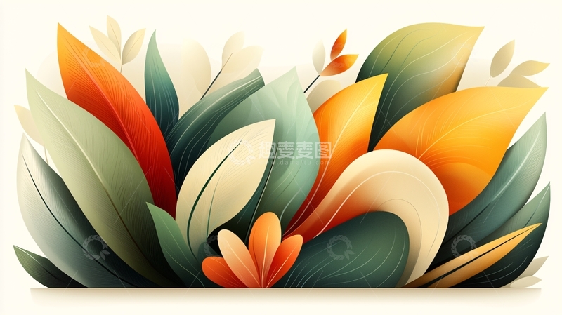 高清大图下载【趣麦麦图】水彩风格的植物图案