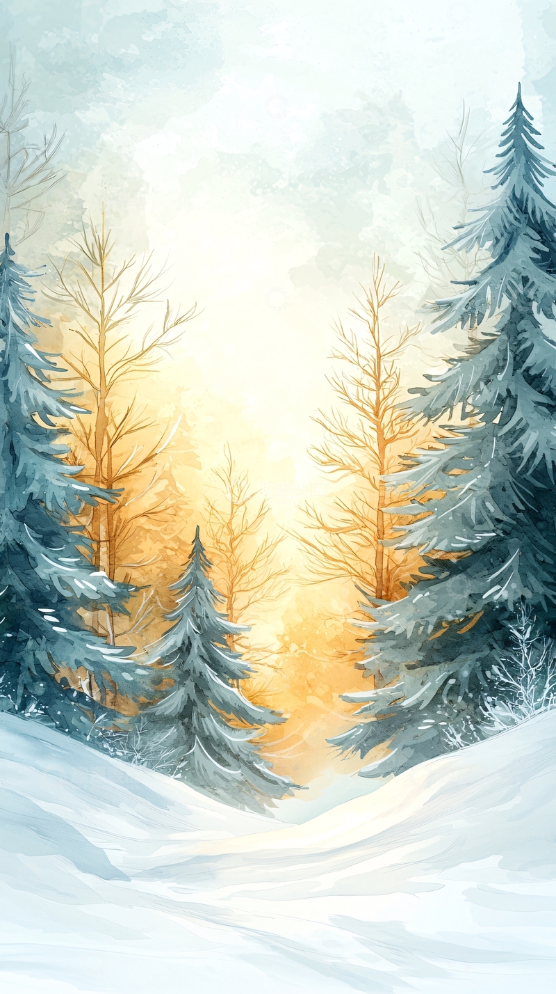 高清大图下载【趣麦麦图】冬季雪地森林