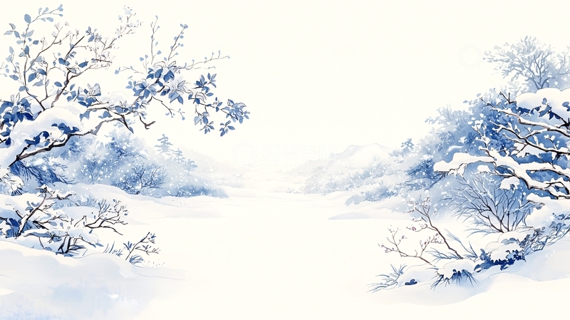 高清大图下载【趣麦麦图】白雪覆盖的树枝