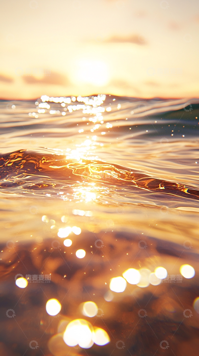 高清大图下载【趣麦麦图】金色阳光下的海面