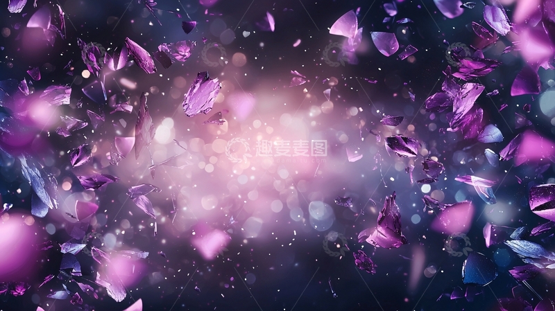 高清大图下载【趣麦麦图】梦幻紫色花瓣飞舞背景