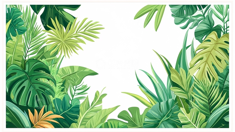 高清大图下载【趣麦麦图】-热带绿植围绕的空白区域