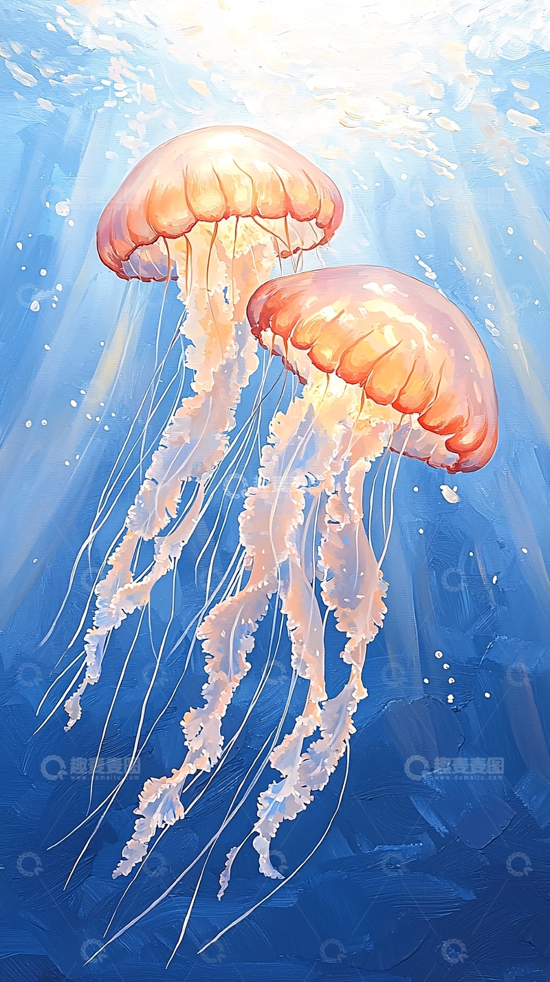 高清大图下载【趣麦麦图】水中优雅的粉色水母