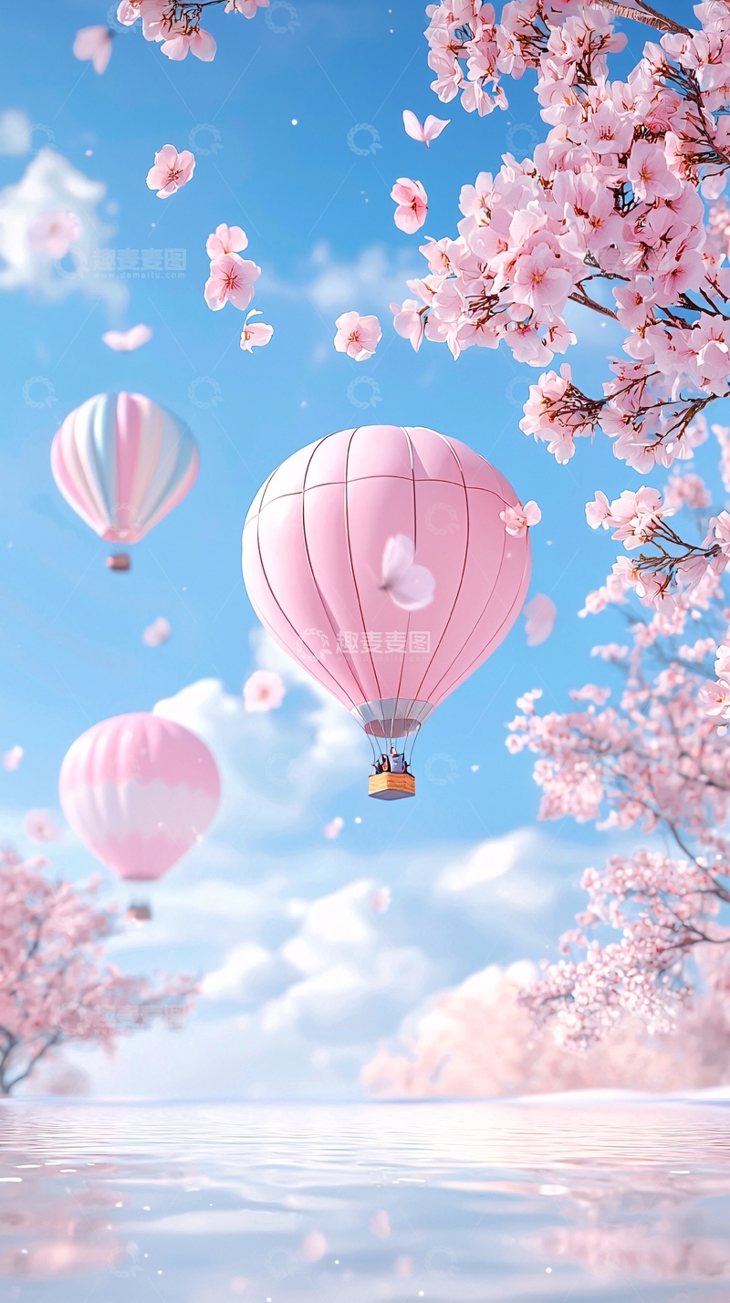 高清大图下载【趣麦麦图】粉色热气球高清图片