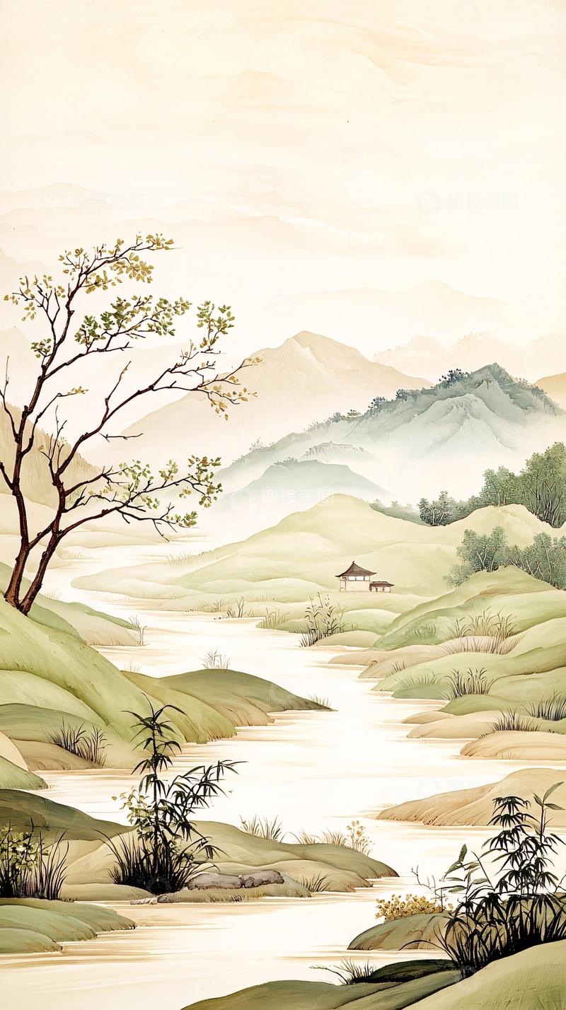 高清大图下载【趣麦麦图】水墨山水风景画
