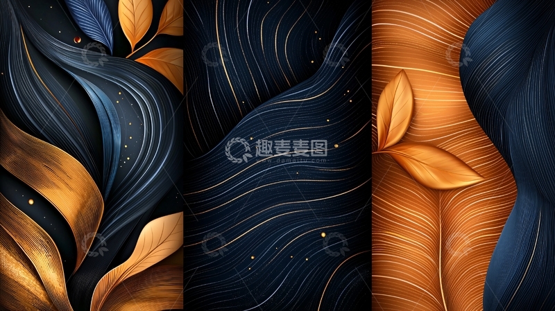高清大图下载【趣麦麦图】抽象金色植物