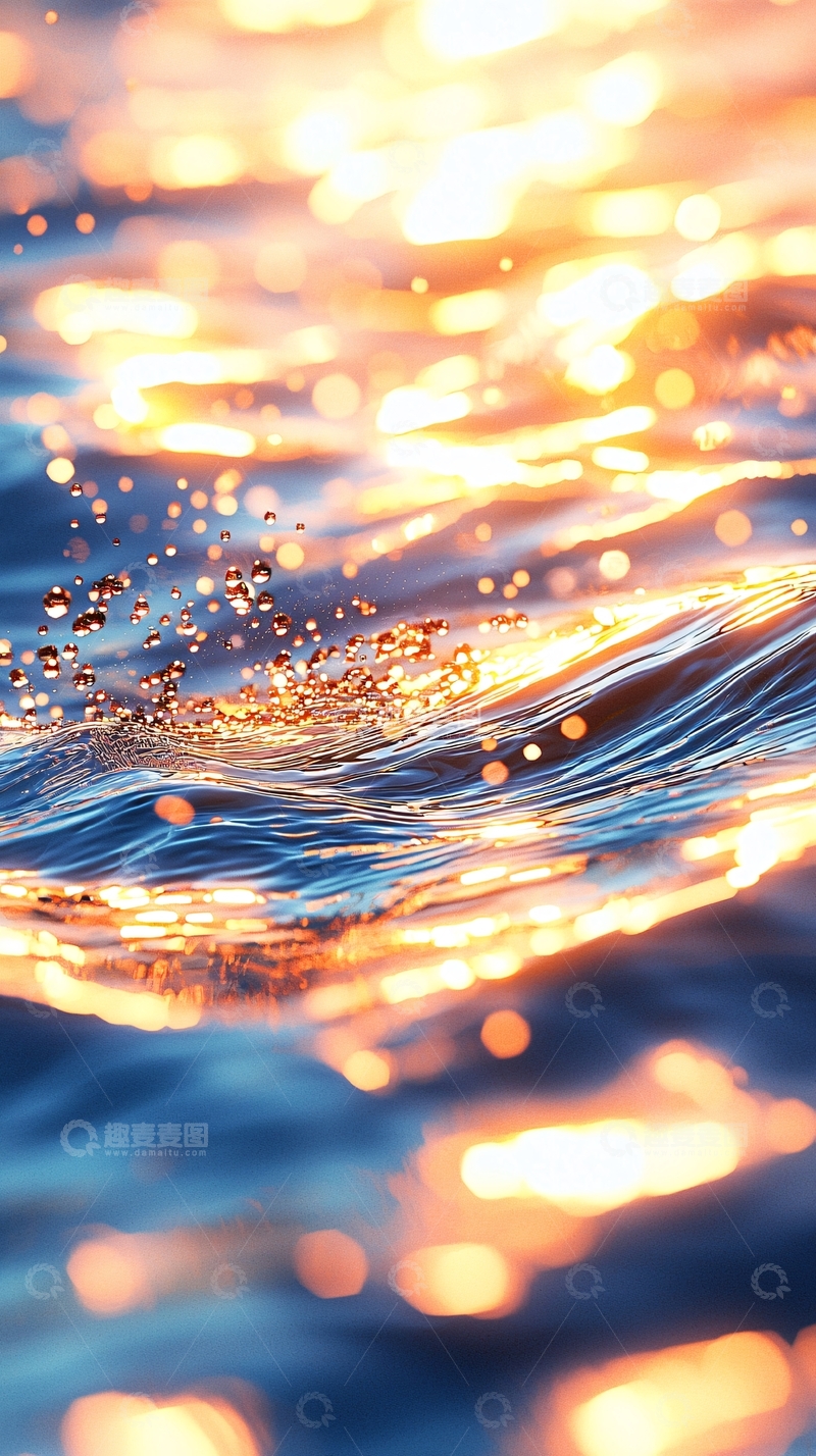 高清大图下载【趣麦麦图】波光粼粼的金色水面