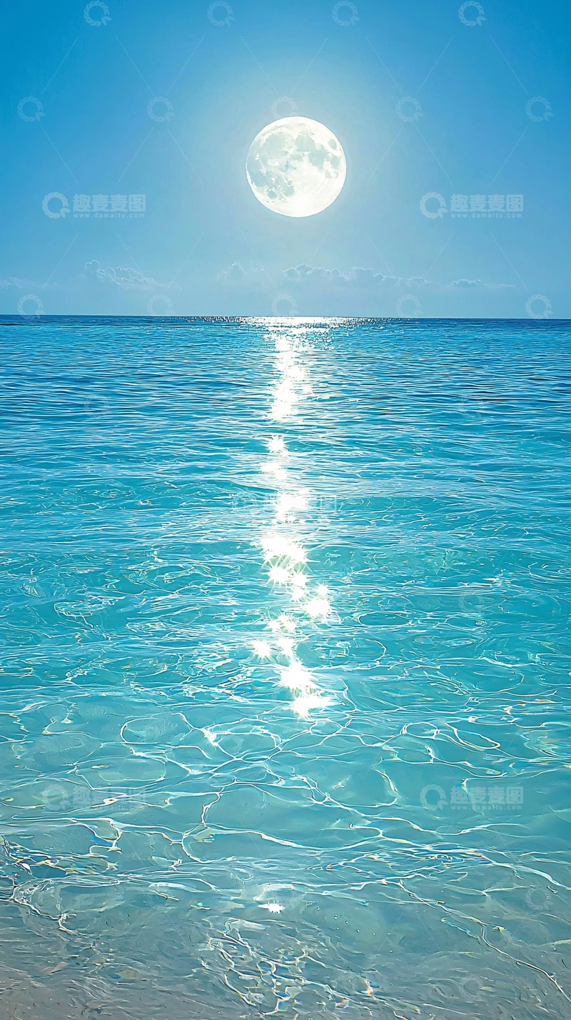 高清大图下载【趣麦麦图】月光洒在海面上