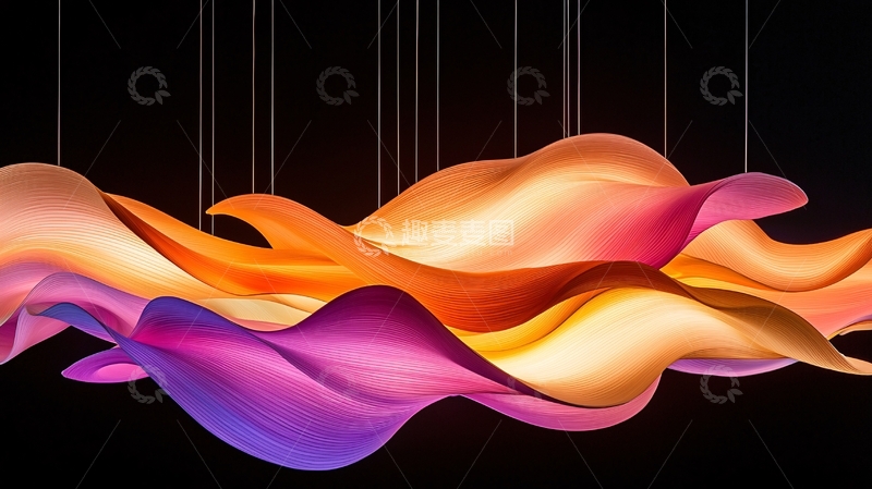 高清大图下载【趣麦麦图】彩色丝绸般的悬挂装饰