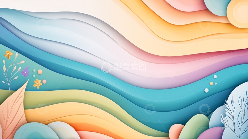 高清大图下载【趣麦麦图】柔和色彩的抽象波浪背景