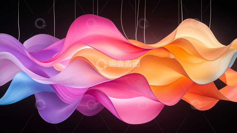 高清大图下载【趣麦麦图】彩色波浪形悬挂装饰