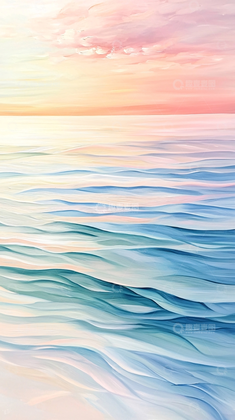 高清大图下载【趣麦麦图】宁静的粉色天空海洋