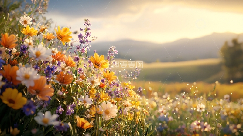 高清大图下载【趣麦麦图】鲜花盛开的山野风光