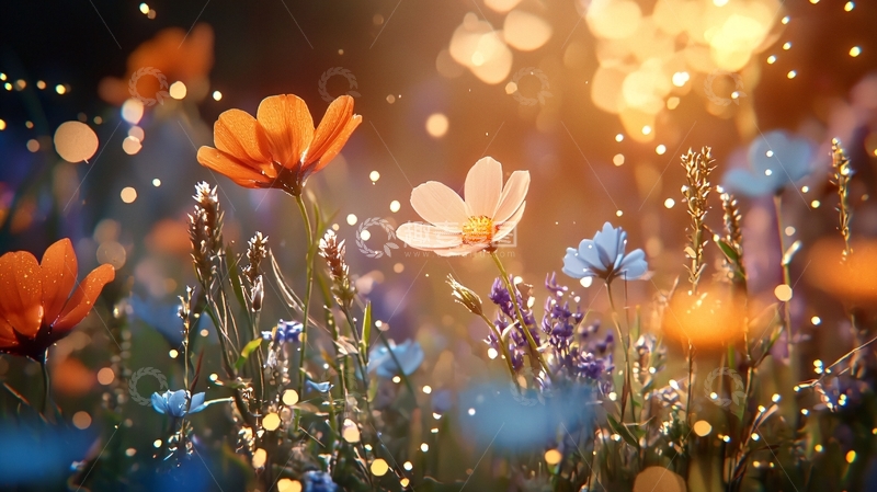 高清大图下载【趣麦麦图】鲜花与光斑的梦幻场景