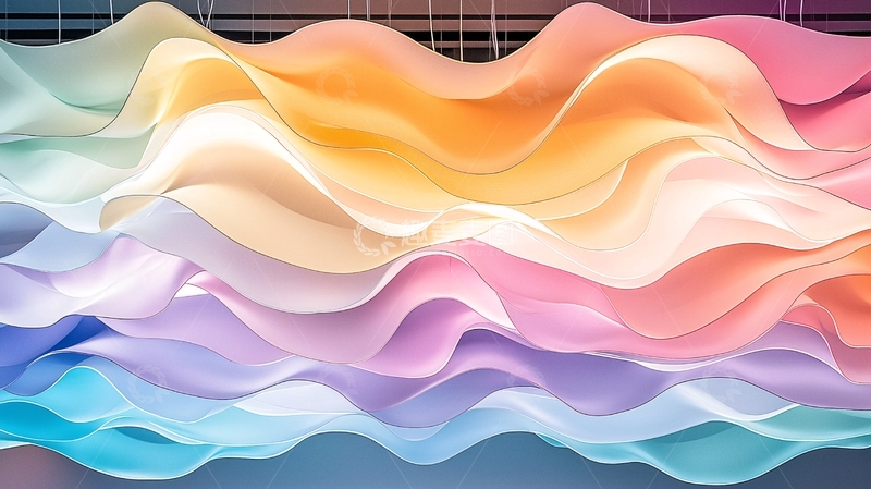 高清大图下载【趣麦麦图】彩色波浪渐变丝绸质感背景