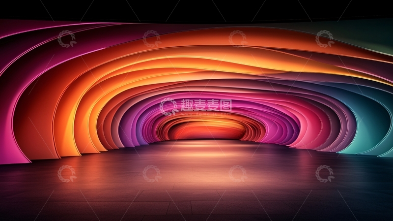 高清大图下载【趣麦麦图】彩色渐变隧道空间
