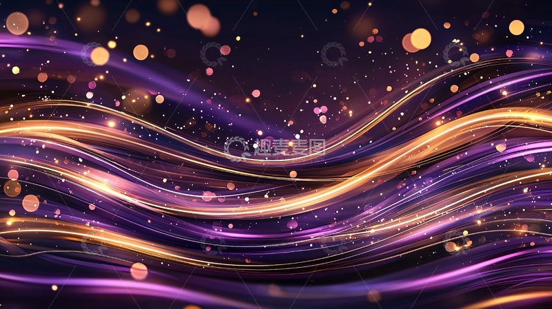高清大图下载【趣麦麦图】紫色金色光线流动背景