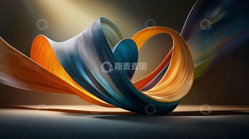 高清大图下载【趣麦麦图】抽象彩色丝带飘扬