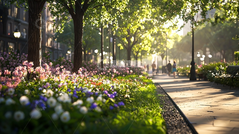 高清大图下载【趣麦麦图】公园小路阳光明媚