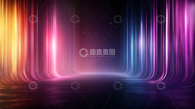 高清大图下载【趣麦麦图】彩色光线汇聚的舞台背景
