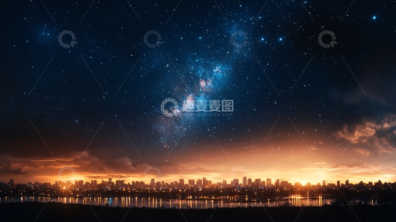 高清大图下载【趣麦麦图】城市夜景星空璀璨