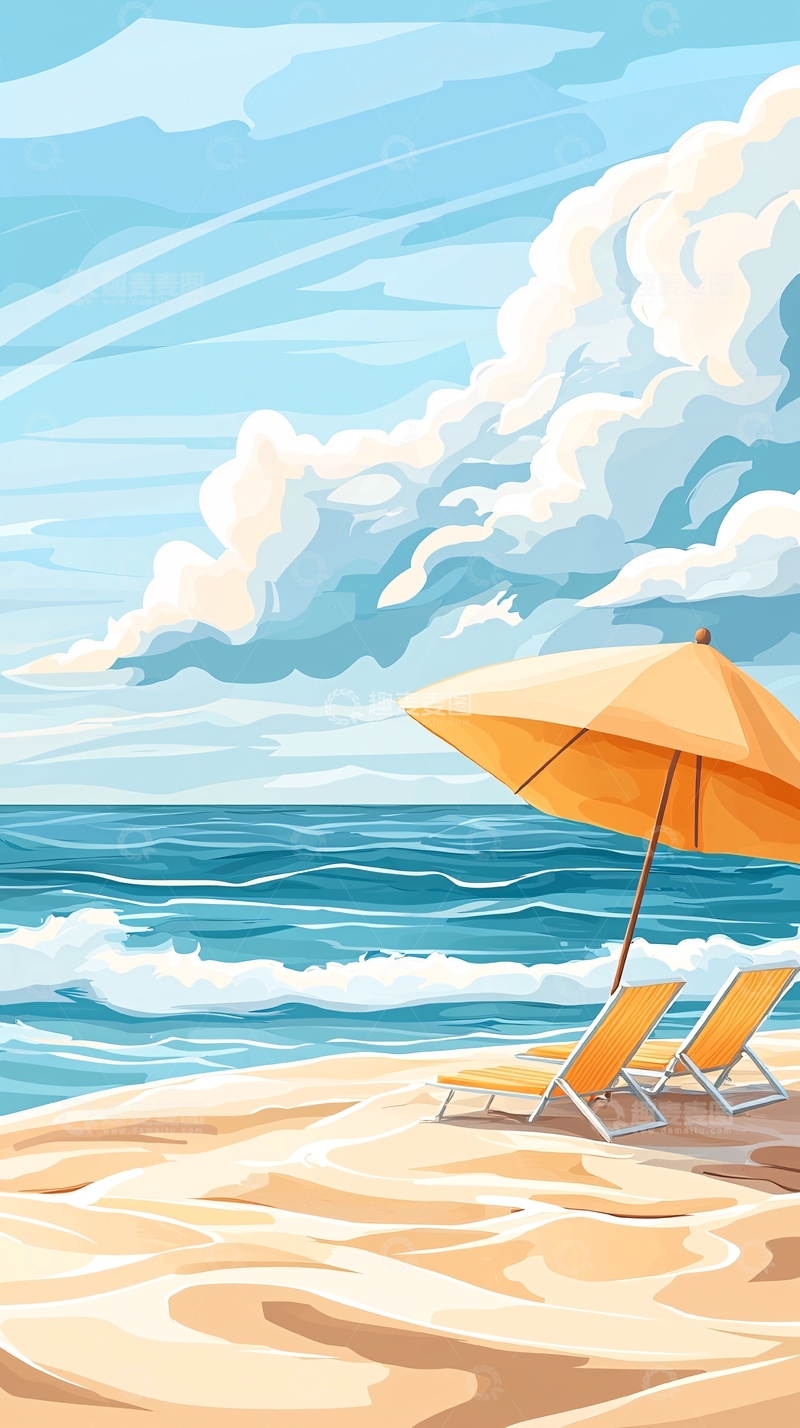 高清大图下载【趣麦麦图】海滩躺椅高清图片
